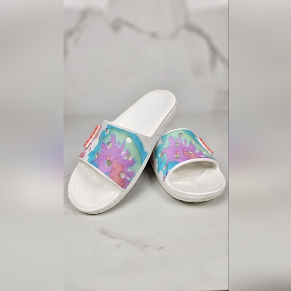 CROCS Shoes - Crocs Classic Tie Dye Graphic Slide Sandal Womens 7‎ Mens 5